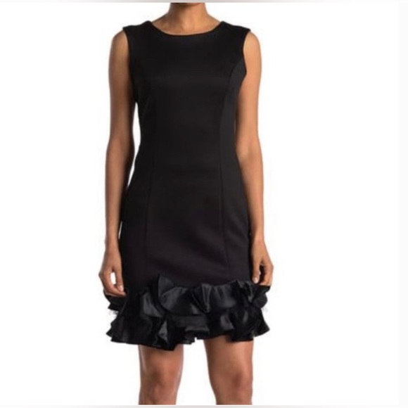 💥Donna Ricco Women’s Ruffled Scuba Dress, Black, ‌‌‌‌‌‌‌‌‌‌‌‌‌‌‌‌‌10 - Picture 2 of 11